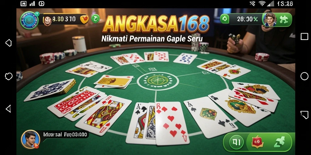 Tampilan gameplay seru dalam ANGKASA168 yang menggambarkan permainan Gaple.
