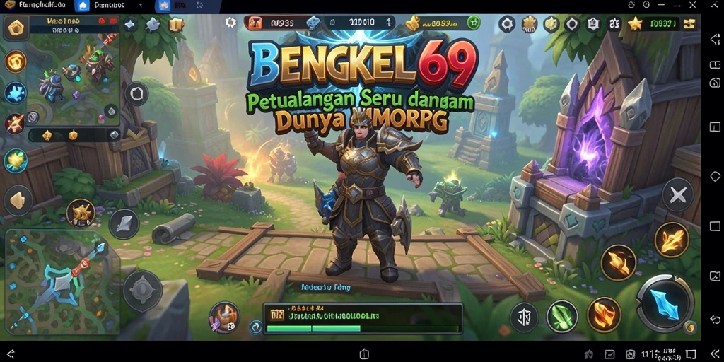 Tampilan gameplay BENGKEL69 dengan pertempuran seru antar karakter MMORPG.