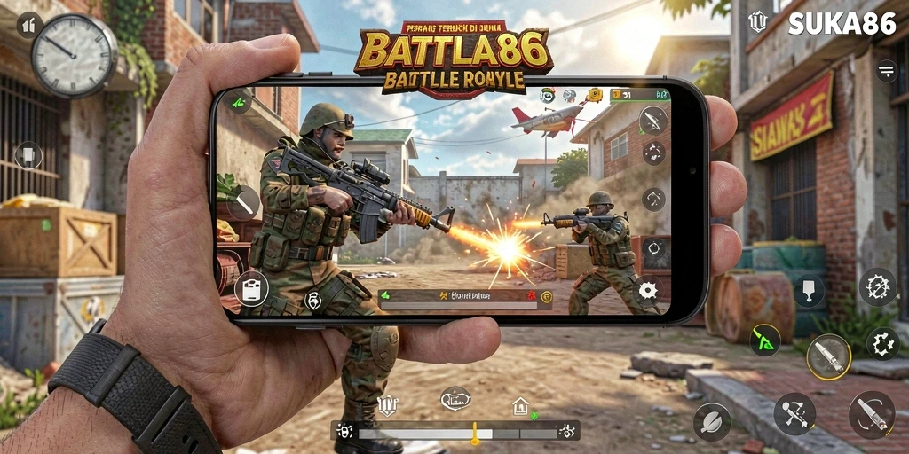 Gameplay seru dalam SUKA86 yang penuh aksi Battle Royale.