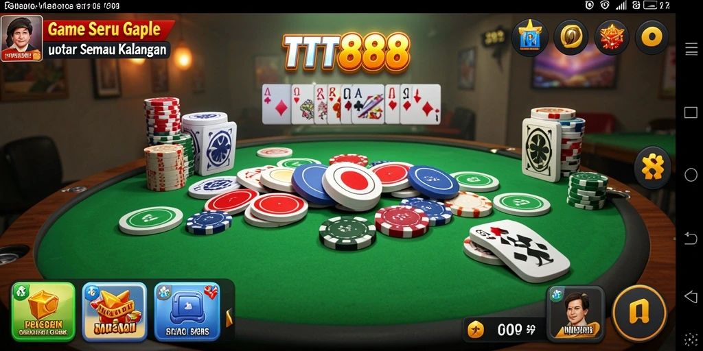 Gameplay seru TTT888 saat bermain Gaple dengan teman.