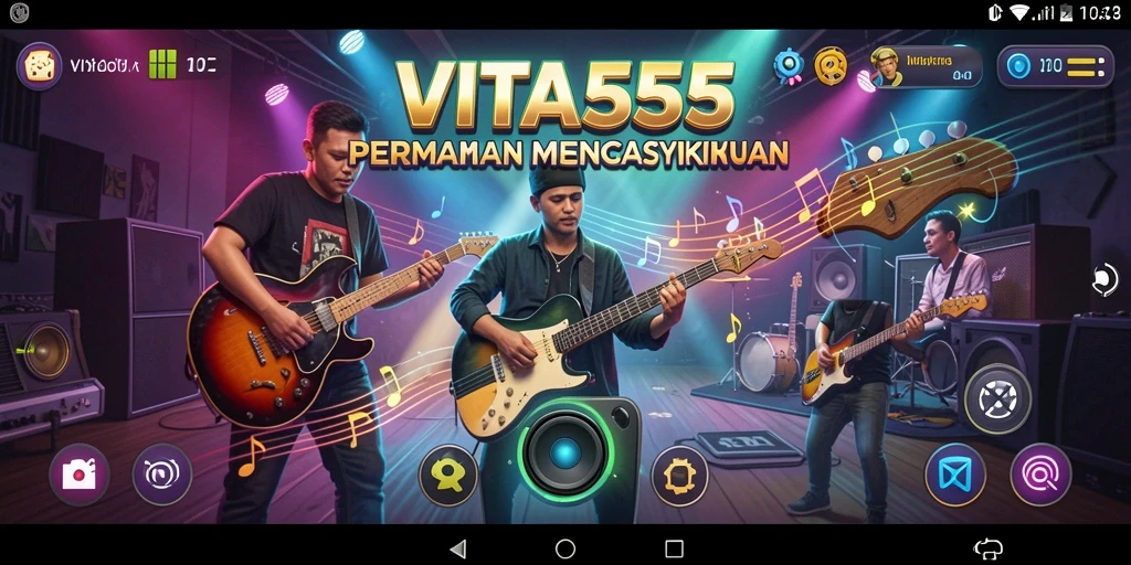 Tampilan gameplay VITA555 yang menampilkan keseruan bermain musik.